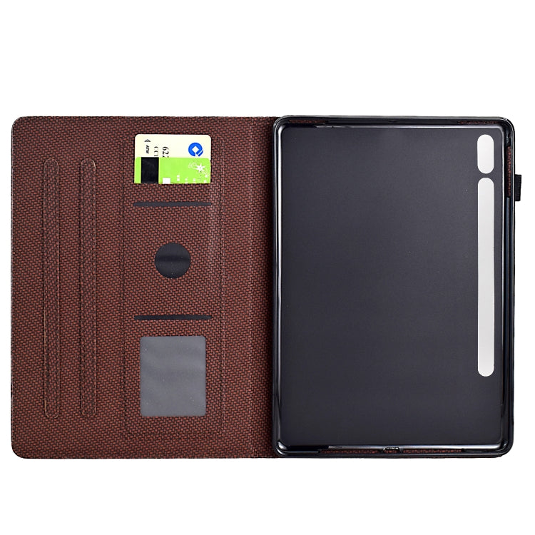For Samsung Galaxy Tab S9 / S9 FE Solid Color Fiber Texture Smart Tablet Leather Case(Brown)