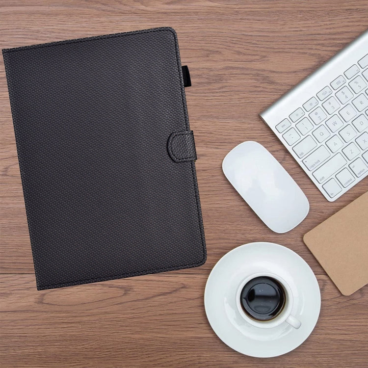 For Samsung Galaxy Tab S9 / S9 FE Solid Color Fiber Texture Smart Tablet Leather Case(Black)