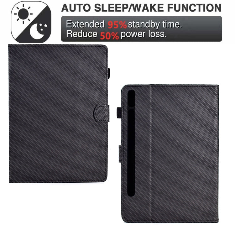 For Samsung Galaxy Tab S9 / S9 FE Solid Color Fiber Texture Smart Tablet Leather Case(Black)
