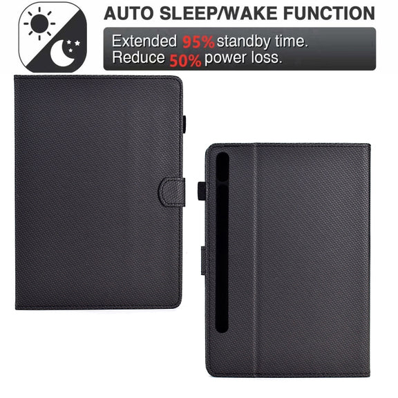 For Samsung Galaxy Tab S9 / S9 FE Solid Color Fiber Texture Smart Tablet Leather Case(Black)