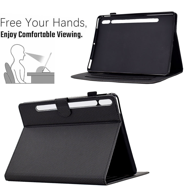 For Samsung Galaxy Tab S9 / S9 FE Solid Color Fiber Texture Smart Tablet Leather Case(Black)