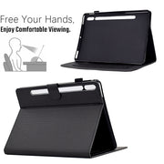 For Samsung Galaxy Tab S9 / S9 FE Solid Color Fiber Texture Smart Tablet Leather Case(Black)