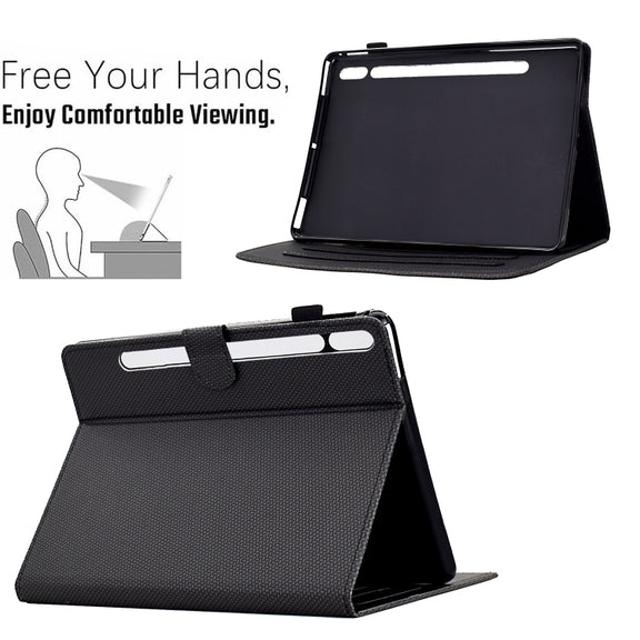 For Samsung Galaxy Tab S9 / S9 FE Solid Color Fiber Texture Smart Tablet Leather Case(Black)