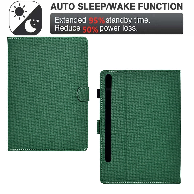 For Samsung Galaxy Tab S9 / S9 FE Solid Color Fiber Texture Smart Tablet Leather Case(Green)