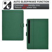 For Samsung Galaxy Tab S9 / S9 FE Solid Color Fiber Texture Smart Tablet Leather Case(Green)