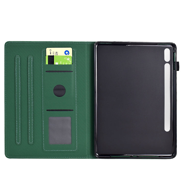 For Samsung Galaxy Tab S9 / S9 FE Solid Color Fiber Texture Smart Tablet Leather Case(Green)