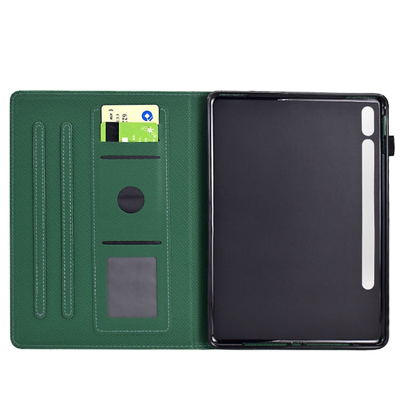 For Samsung Galaxy Tab S9 / S9 FE Solid Color Fiber Texture Smart Tablet Leather Case(Green)