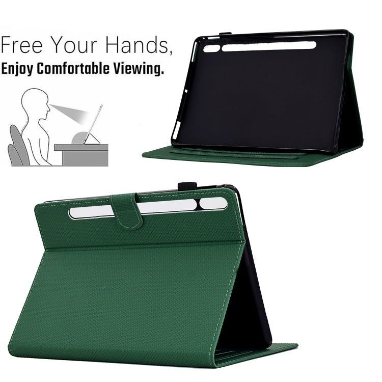 For Samsung Galaxy Tab S9 / S9 FE Solid Color Fiber Texture Smart Tablet Leather Case(Green)