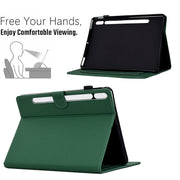 For Samsung Galaxy Tab S9 / S9 FE Solid Color Fiber Texture Smart Tablet Leather Case(Green)