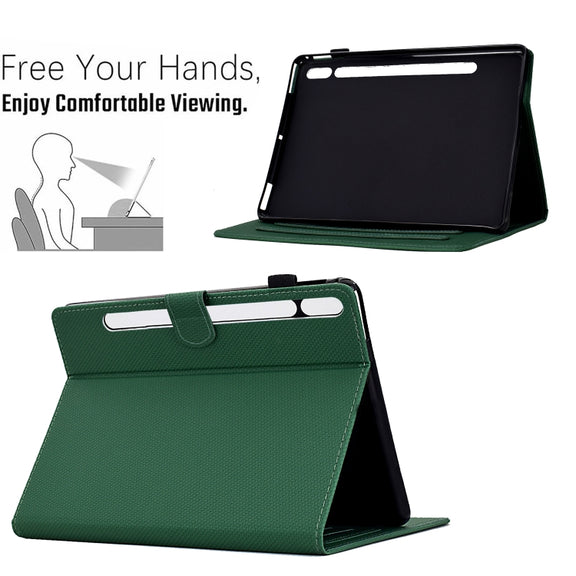 For Samsung Galaxy Tab S9 / S9 FE Solid Color Fiber Texture Smart Tablet Leather Case(Green)
