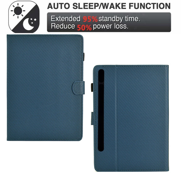 For Samsung Galaxy Tab S9 / S9 FE Solid Color Fiber Texture Smart Tablet Leather Case(Royal Blue)