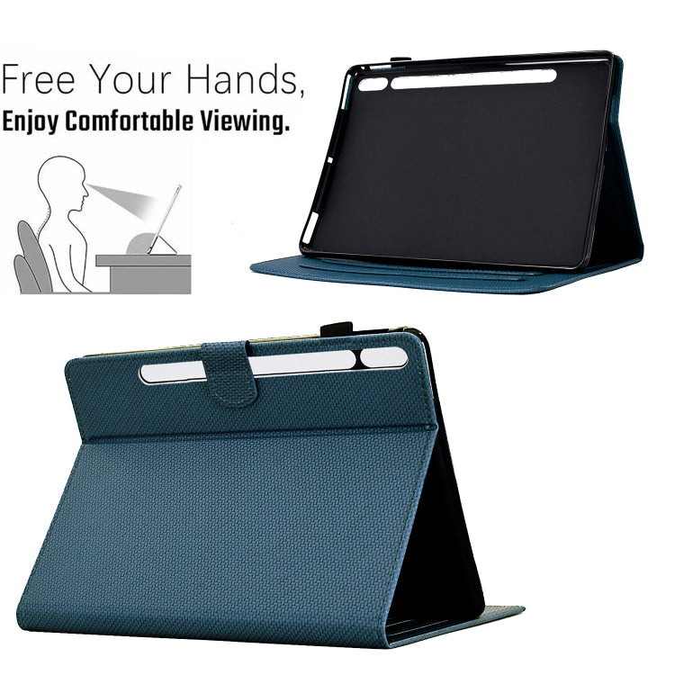 For Samsung Galaxy Tab S9 / S9 FE Solid Color Fiber Texture Smart Tablet Leather Case(Royal Blue)