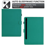 For Samsung Galaxy Tab S9 / S9 FE Solid Color Fiber Texture Smart Tablet Leather Case(Lake Green)