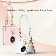 For Huawei nova Flip SULADA Skin Feel Liquid Leather Phone Case with Strap(Pink)