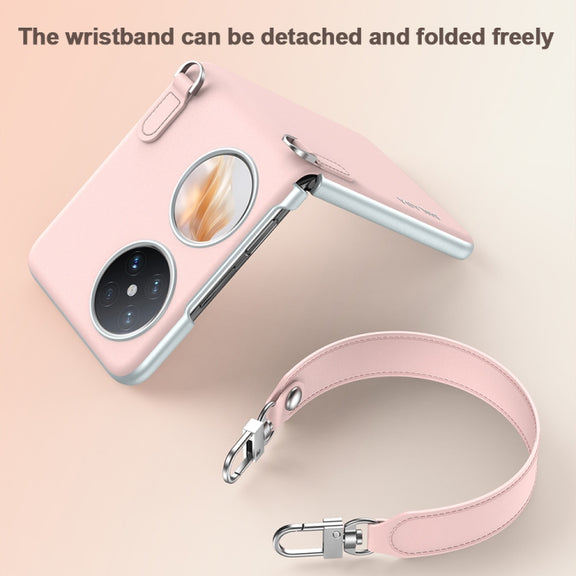 For Huawei nova Flip SULADA Skin Feel Liquid Leather Phone Case with Strap(White)