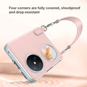 For Huawei P50 Pocket / Pocket S SULADA Skin Feel Liquid Leather Phone Case with Strap(Black)