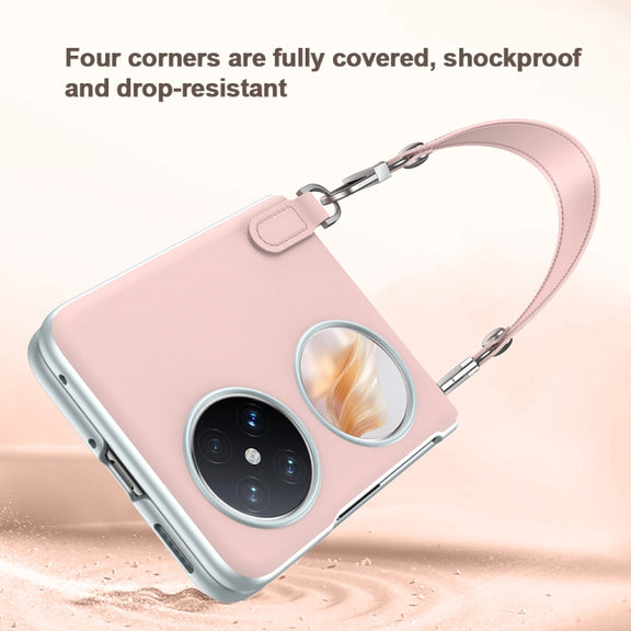 For Huawei nova Flip SULADA Skin Feel Liquid Leather Phone Case with Strap(White)