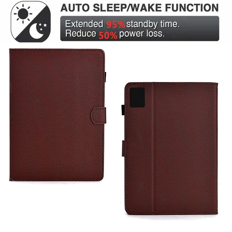 For Lenovo Tab M11 / Xiaoxin Pad 2024 Solid Color Fiber Texture Smart Tablet Leather Case(Brown)