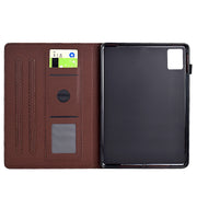 For Lenovo Tab M11 / Xiaoxin Pad 2024 Solid Color Fiber Texture Smart Tablet Leather Case(Brown)