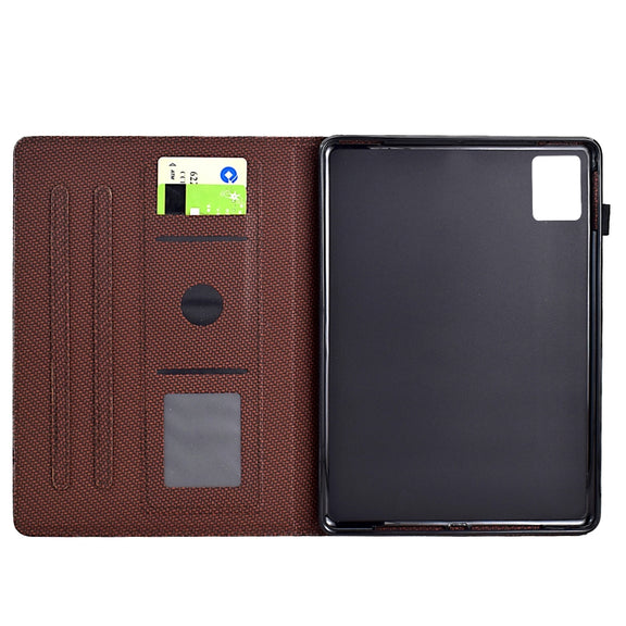 For Lenovo Tab M11 / Xiaoxin Pad 2024 Solid Color Fiber Texture Smart Tablet Leather Case(Brown)