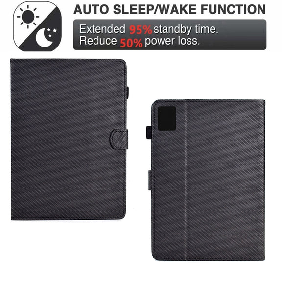 For Lenovo Tab M11 / Xiaoxin Pad 2024 Solid Color Fiber Texture Smart Tablet Leather Case(Black)