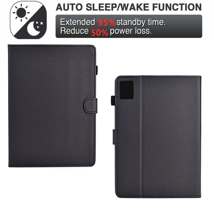 For Lenovo Tab M11 / Xiaoxin Pad 2024 Solid Color Fiber Texture Smart Tablet Leather Case(Black)