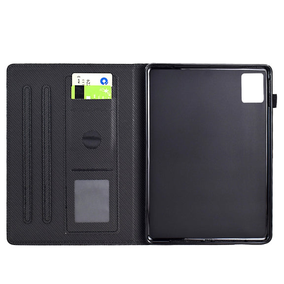For Lenovo Tab M11 / Xiaoxin Pad 2024 Solid Color Fiber Texture Smart Tablet Leather Case(Black)