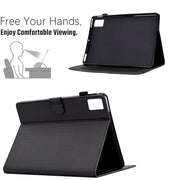 For Lenovo Tab M11 / Xiaoxin Pad 2024 Solid Color Fiber Texture Smart Tablet Leather Case(Black)
