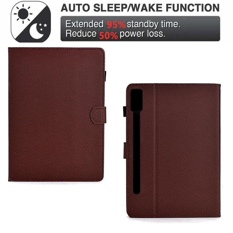 For Lenovo Tab P12 Solid Color Fiber Texture Smart Tablet Leather Case(Brown)