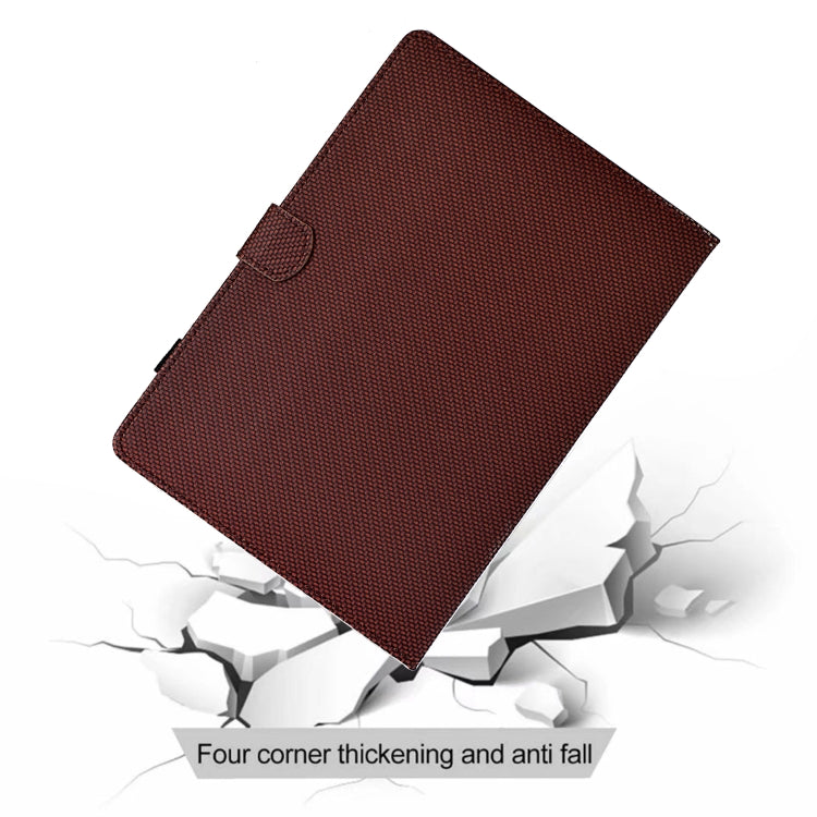 For Lenovo Tab P12 Solid Color Fiber Texture Smart Tablet Leather Case(Brown)