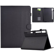 For Lenovo Tab P12 Solid Color Fiber Texture Smart Tablet Leather Case(Black)