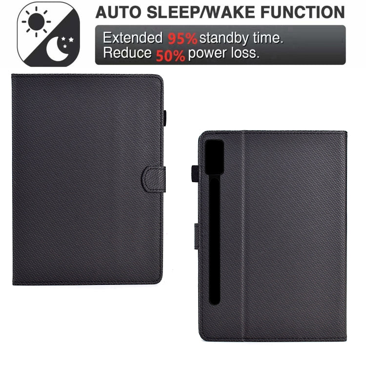 For Lenovo Tab P12 Solid Color Fiber Texture Smart Tablet Leather Case(Black)
