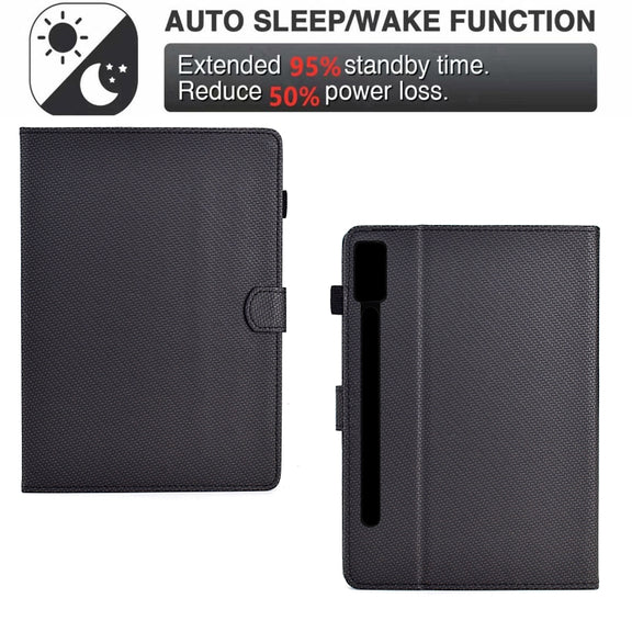 For Lenovo Tab P12 Solid Color Fiber Texture Smart Tablet Leather Case(Black)