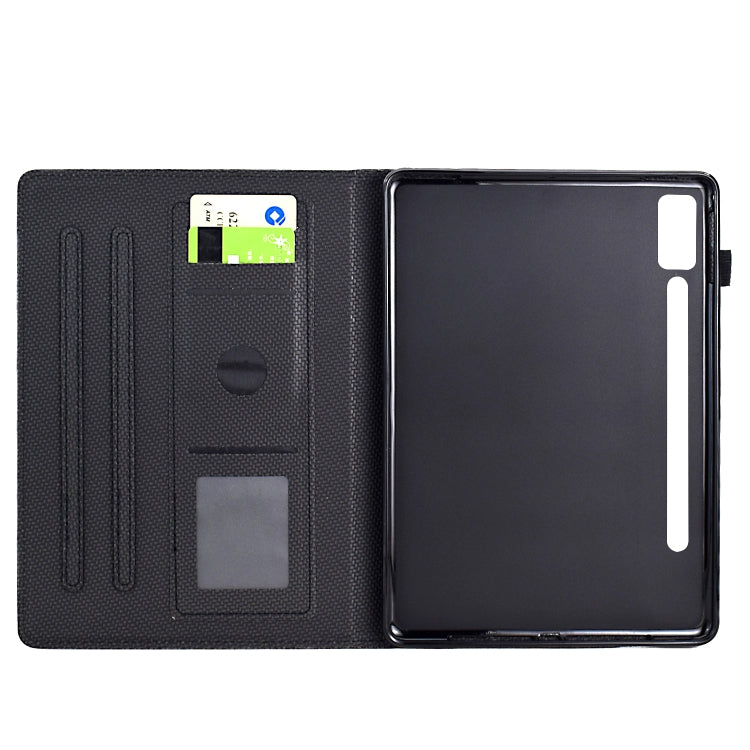 For Lenovo Tab P12 Solid Color Fiber Texture Smart Tablet Leather Case(Black)
