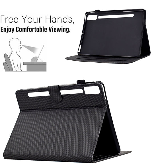 For Lenovo Tab P12 Solid Color Fiber Texture Smart Tablet Leather Case(Black)