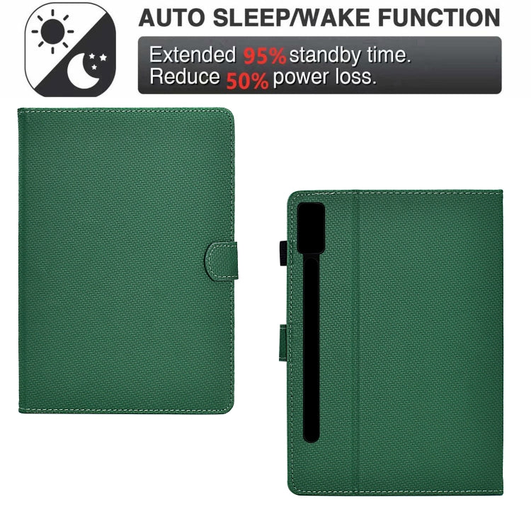 For Lenovo Tab P12 Solid Color Fiber Texture Smart Tablet Leather Case(Green)