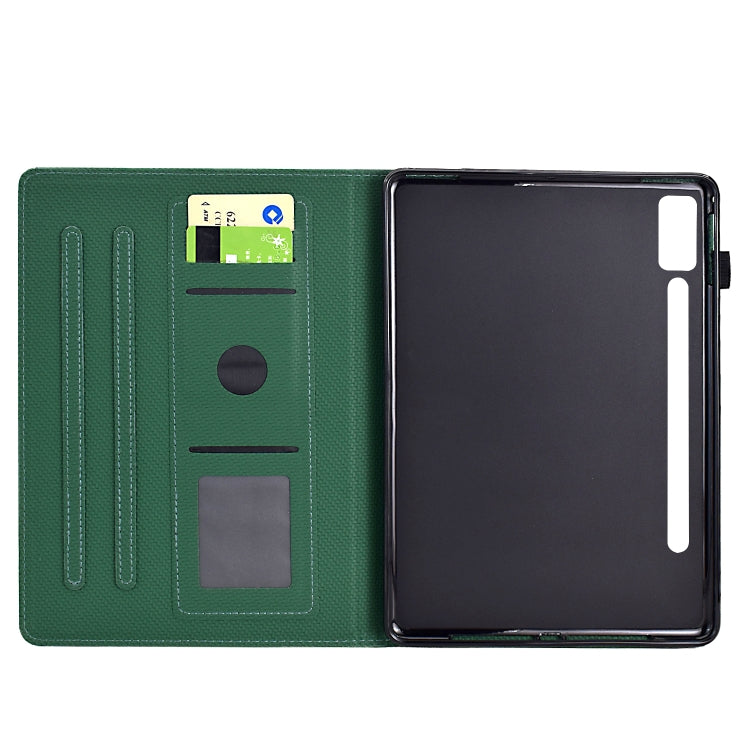 For Lenovo Tab P12 Solid Color Fiber Texture Smart Tablet Leather Case(Green)