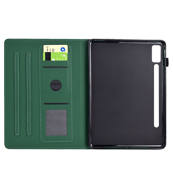 For Lenovo Tab P12 Solid Color Fiber Texture Smart Tablet Leather Case(Green)
