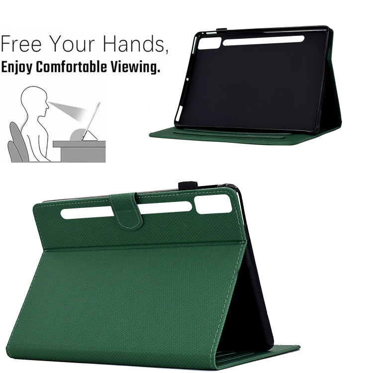 For Lenovo Tab P12 Solid Color Fiber Texture Smart Tablet Leather Case(Green)