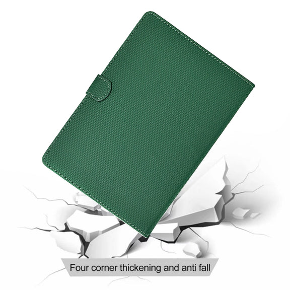For Lenovo Tab P12 Solid Color Fiber Texture Smart Tablet Leather Case(Green)
