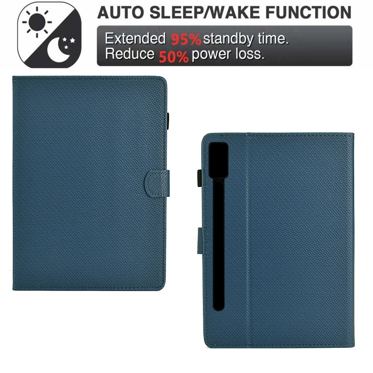 For Lenovo Tab P12 Solid Color Fiber Texture Smart Tablet Leather Case(Royal Blue)