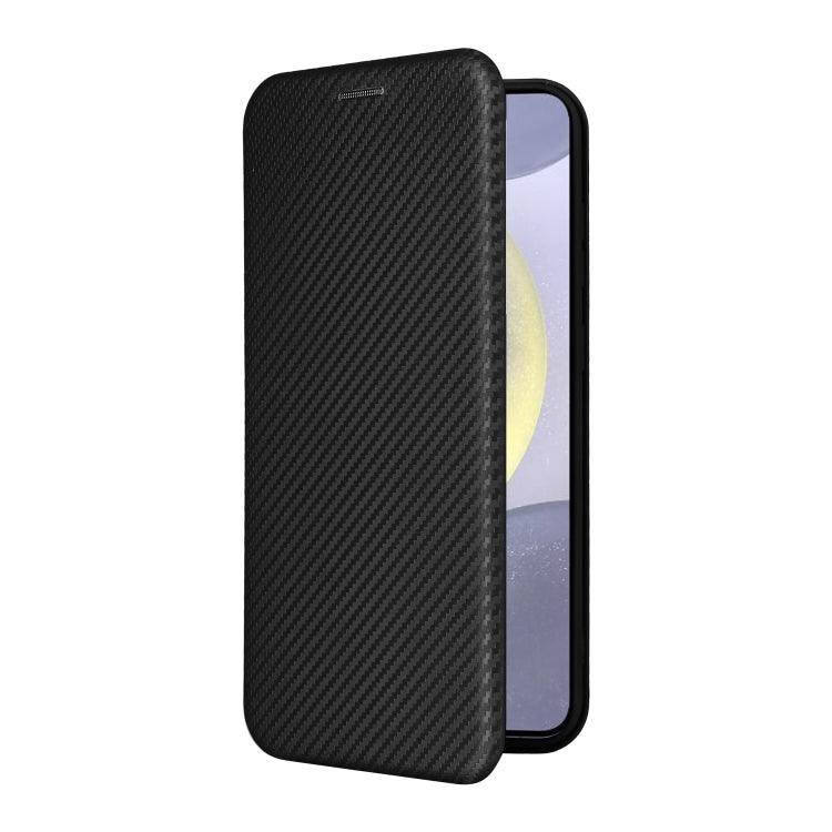For Samsung Galaxy S25+ 5G Carbon Fiber Texture Flip Leather Phone Case(Black)