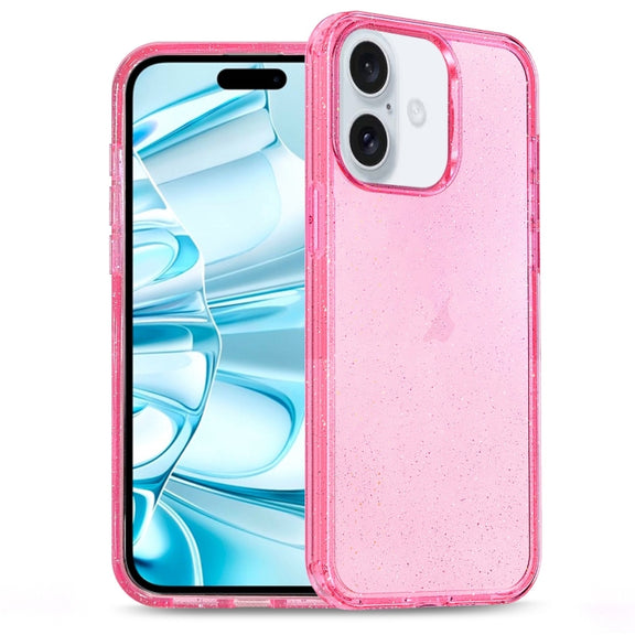 For iPhone 16 Glitter Powder TPU Hybrid PC Phone Case(Pink)