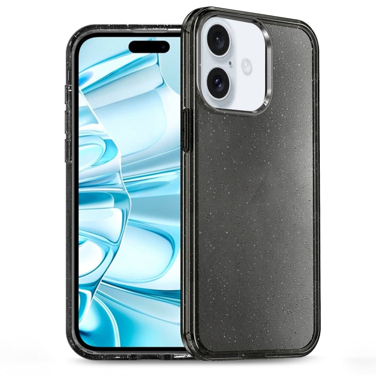 For iPhone 16 Glitter Powder TPU Hybrid PC Phone Case(Black)
