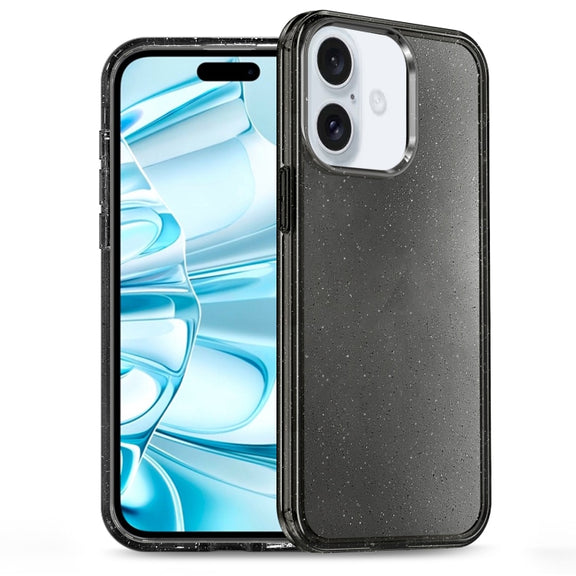 For iPhone 16 Glitter Powder TPU Hybrid PC Phone Case(Black)