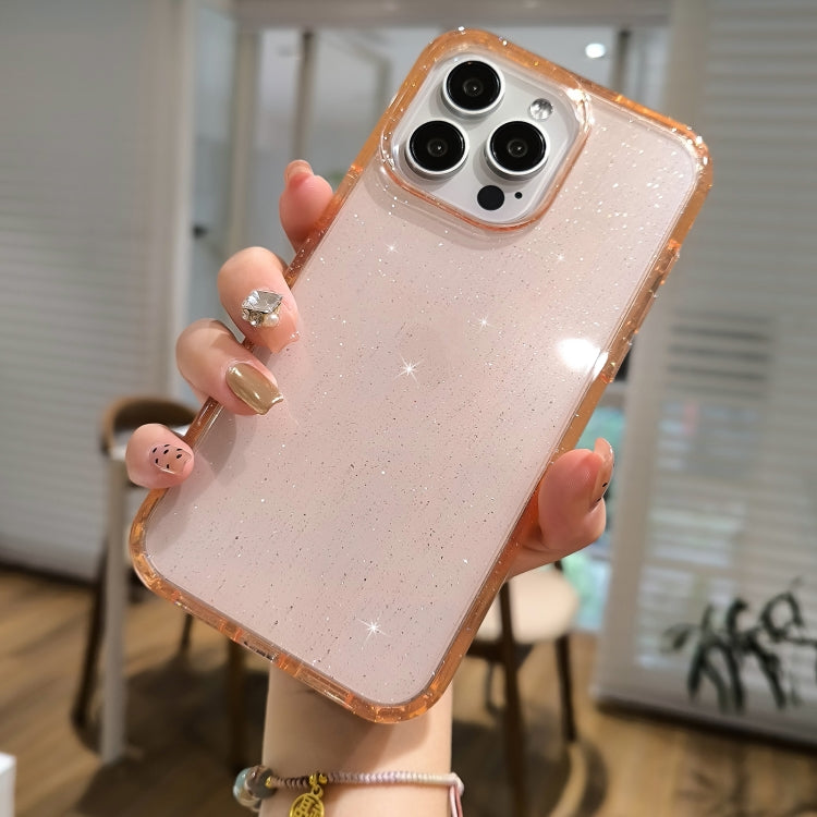 For iPhone 16 Glitter Powder TPU Hybrid PC Phone Case(Orange)