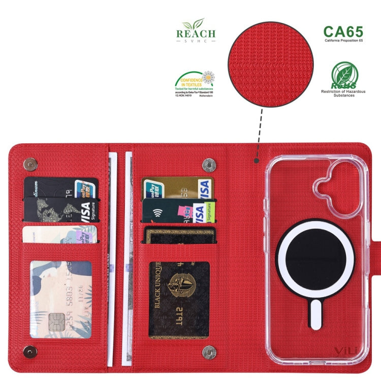 For iPhone 16 Pro Max ViLi GHA-C Series RFID MagSafe Magnetic Flip Leather Phone Case(Red)