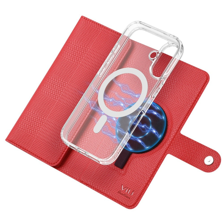 For iPhone 16 Pro Max ViLi GHA-C Series RFID MagSafe Magnetic Flip Leather Phone Case(Red)