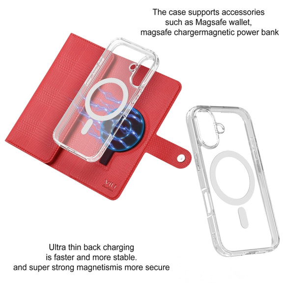 For iPhone 16 Pro Max ViLi GHA-C Series RFID MagSafe Magnetic Flip Leather Phone Case(Red)