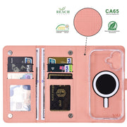 For iPhone 15 Plus ViLi GHA-C Series RFID MagSafe Magnetic Flip Leather Phone Case(Pink)